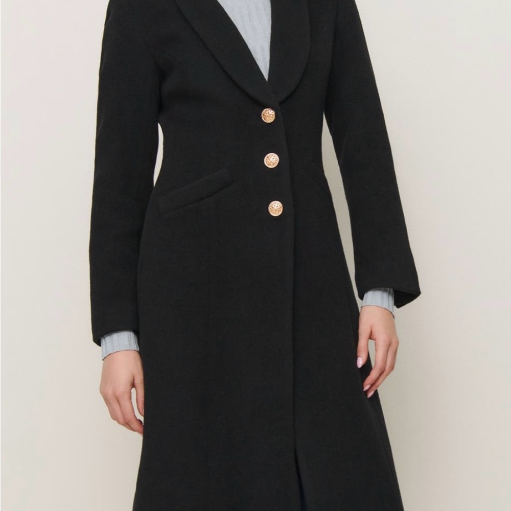Reformation Eden Recycled Wool Blend Longline Coat Black - Size - XS
